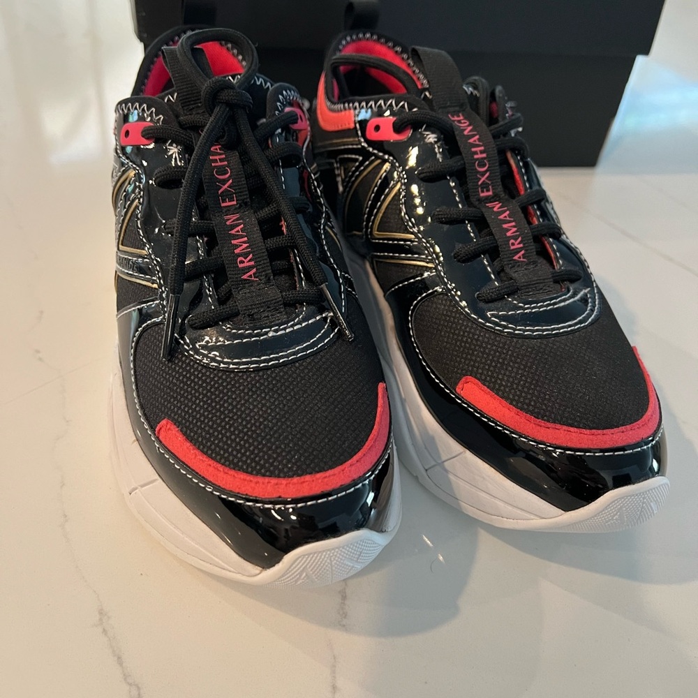 Armani Exchange Black and Pink Sneakers Sleek Design
